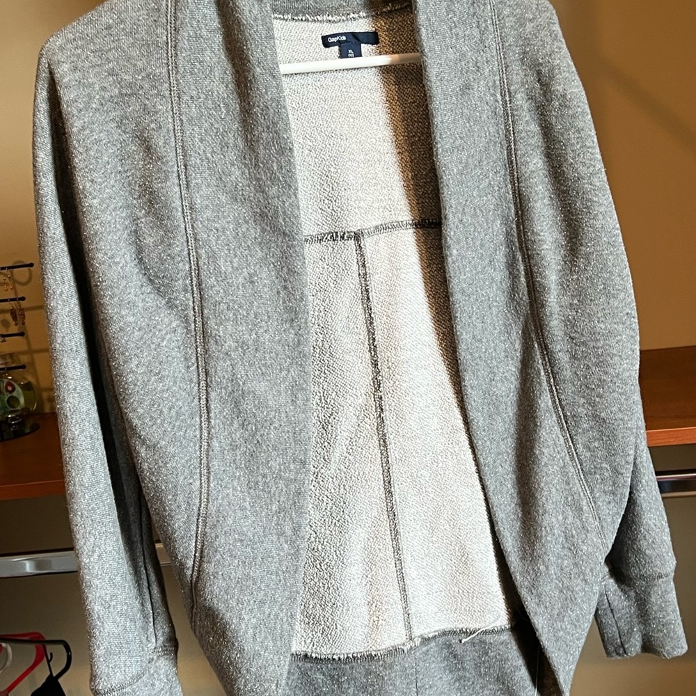 Gap, Girls XL gray cardigan glittery, cotton